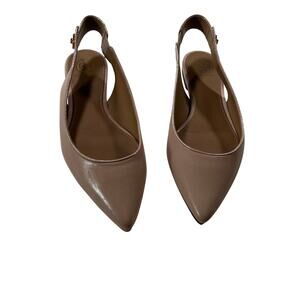Tory Burch Nude Leather Pointed Toe Slingback Kira Flat Wmns Sz 6 Preppy Career